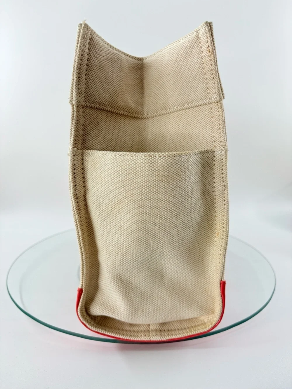Tory Burch Canvas Tote Bag Coral Patent Trim Embroidered Straps Beach Summer